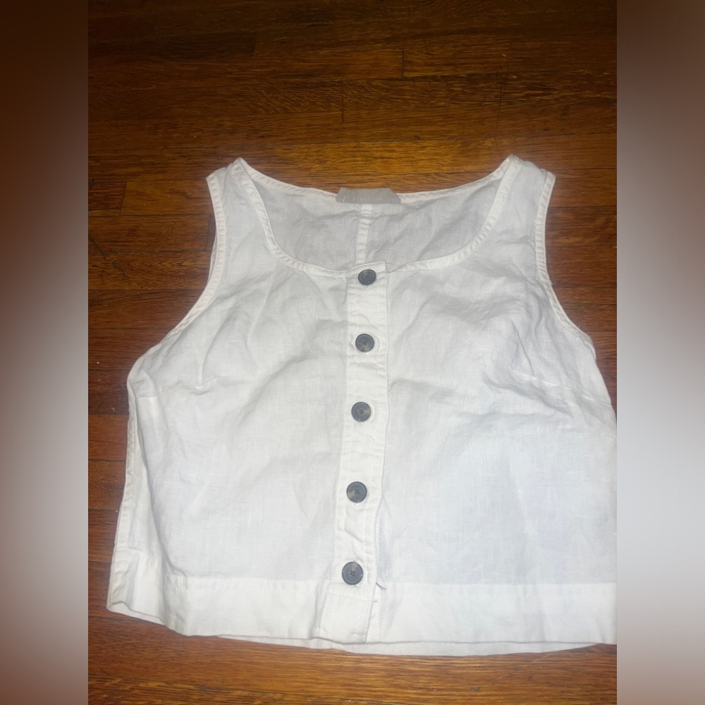 Everlane linen bottom up cropped shirt